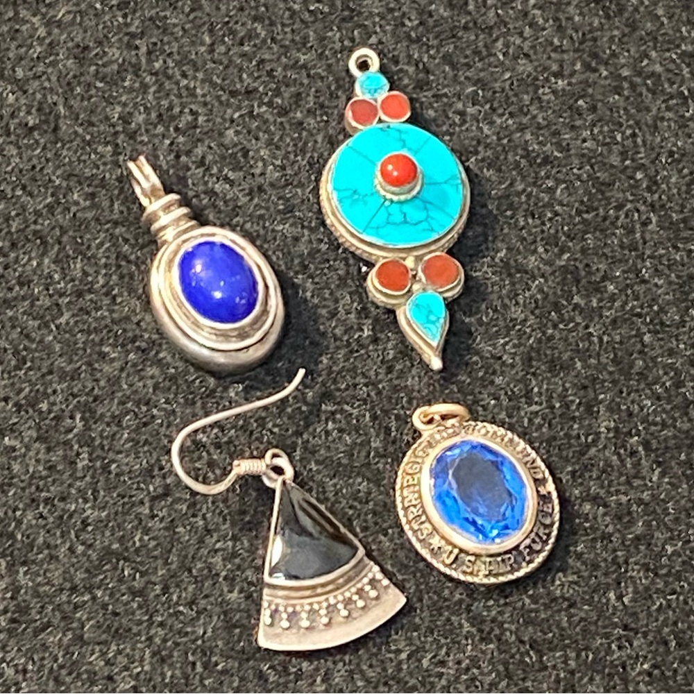 Bundle Sterling Silver Jewelry Rings Earrings Pendants - Picture 3 of 11